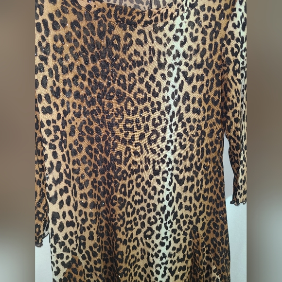 Kaktus sheer leopard print long top- Size large women's- Y2K - Picture 3 of 9